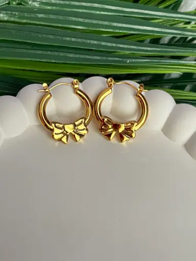 Trendy Bow Anti tarnish hoops