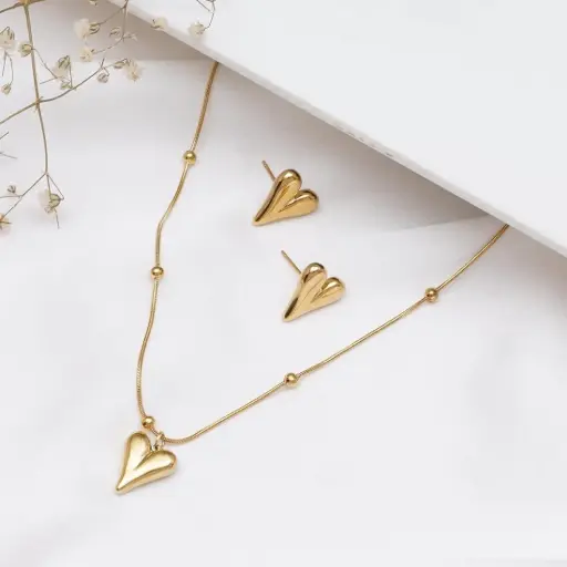 Trendy Heart Shaped Anti tarnish Set